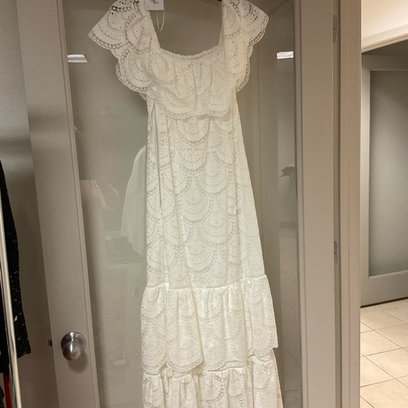 GIANNI BINNI WHITE LONG DRESS SIZE MEDIUM - Picture 6 of 6